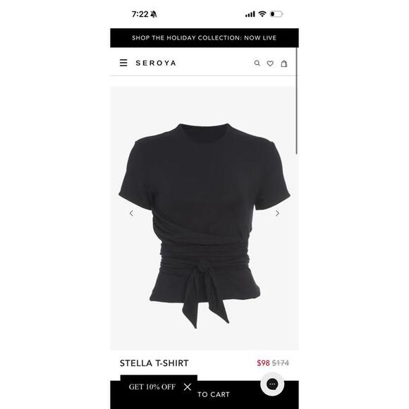 SEROYA Black Stella Wrap Top sz S - Picture 1 of 5